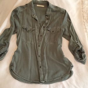 Soft Green Vintage or Boho Button Up